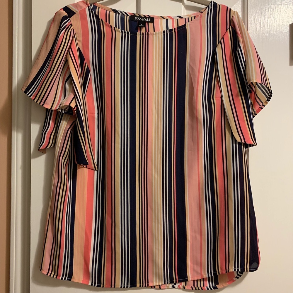NWOT! Roz & Ali Stipe Multicolored Blouse